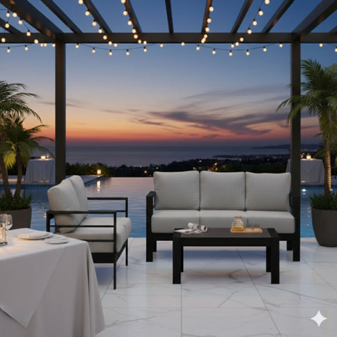 Outdoor Patio Set, All-Weather With Thick Cushions