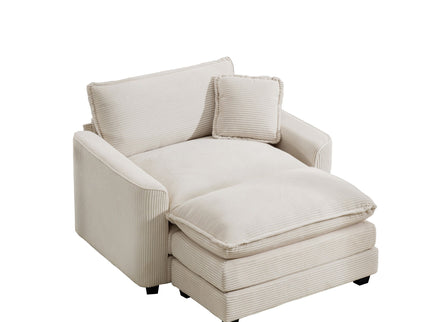 Classic Modern Comfortable Single Chair Deep Seat Sofa With Footstool