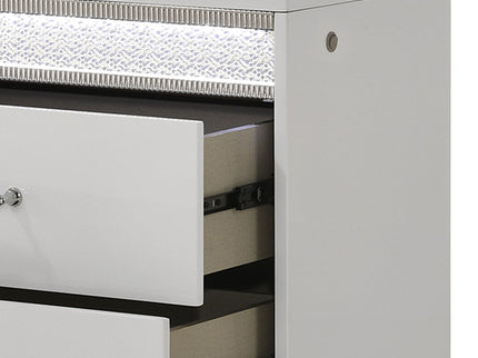 Glam - 2 Drawer Nightstand With LED Lighting - White