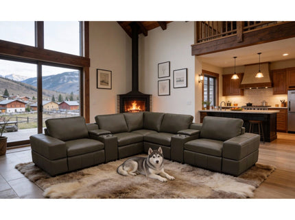 Upholstered Large Arms Sectional With Recliner Seats