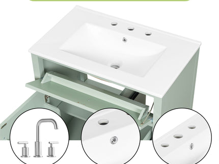 Bathroom Vanity With Sink, 3 Drawers And Adjustable Shelf