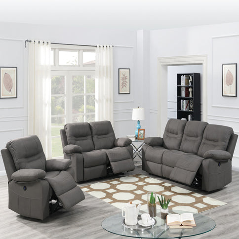 Modern Contemporary Power Reclining Sofa With USB Port