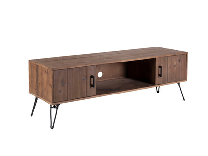 Industrial Style Reclaimed Wood Media TV Stand With Storage Cabinet For Living Media Room - Natural