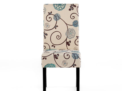 Contemporary Dining Chair Set With Rubberwood Legs - White / Blue