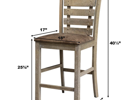 5 Pieces Set Counter Table Set Square Counter Table Solid Wood Modern Farmhouse Rustic Look Distressed Look - Grayish Brown