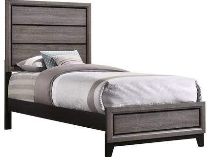 Twin Panel Bed With Tapered Legs - Gray