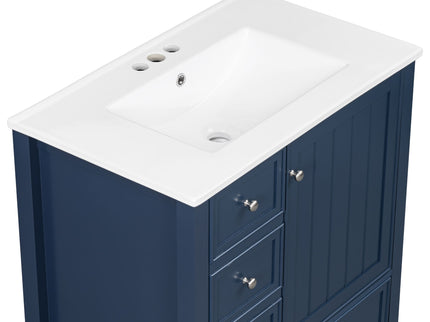 Modern Bathroom Vanity With Sink, 1 Cabinet & 3 Drawers
