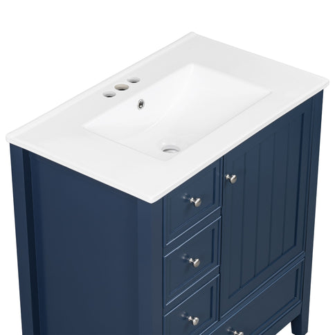 Modern Bathroom Vanity With Sink, 1 Cabinet & 3 Drawers