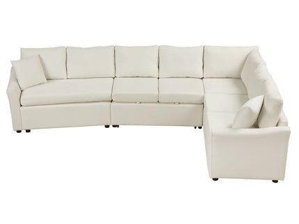 L-Shaped Sofa Convertible Sofa Bed Pull Out Sofa Sleeper With Two Back Pillows, Two USB Ports And Two Power Sockets For Living Room
