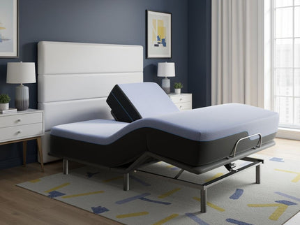 Refresh - 12" Flex Head Latex Foam Hybrid Mattress And Adjustable Base Bundle - Blue - King