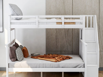 Stairway Bunk Bed With Storage And Guard Rail For Bedroom