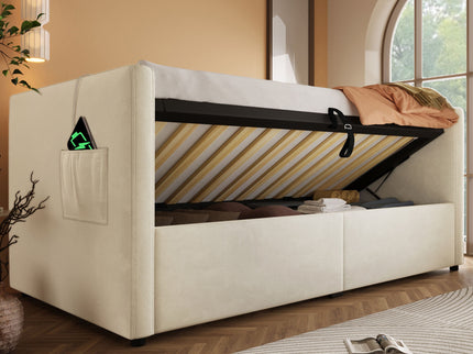 Upholstered Daybed With Hydraulic Storage And USB / Type - C Charging