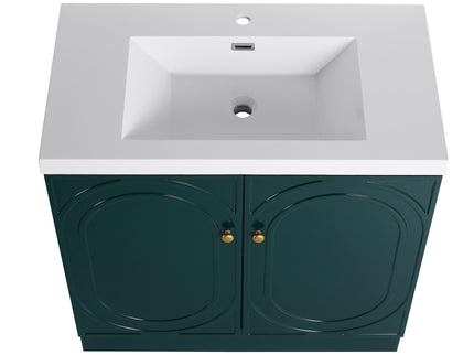 Contemporary Freestanding Bathroom Vanity With Resin Sink & Soft-Close Cabinet Doors