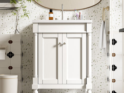Bathroom Vanity With Top Sink, 2 Tier Storage Cabinet