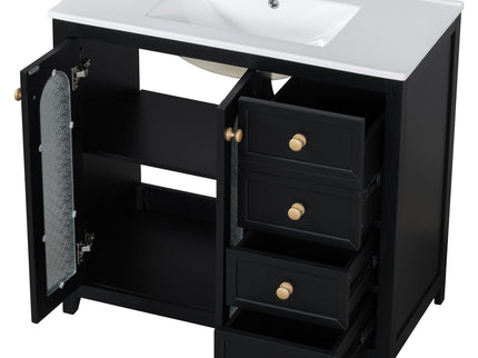 Bathroom Vanity With Two Soft Close Doors, Adjustable Shelves And Three Drawers