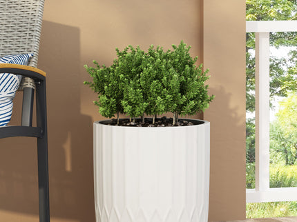 Planter With Subtle Pleated Design - Antique White