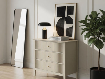 Fluted 3 Drawer Nightstand With Soft Close Slides