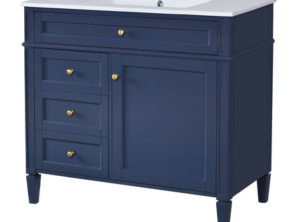 Bathroom Vanity With Top Sink, Modern Bathroom Storage Cabinet, 2 Drawers And A Tip-Out Drawer, Single Sink Bathroom Vanity - Blue
