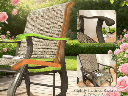 Outdoor Glider Swing Chair With Smooth Motion - Brown / Brown Mix