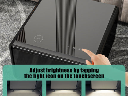 Modern Smart Side Table With Built-In Fridge, Wireless Charging, Temperature Control, Power Socket, USB Ports, Outlet Protection, Induction Light