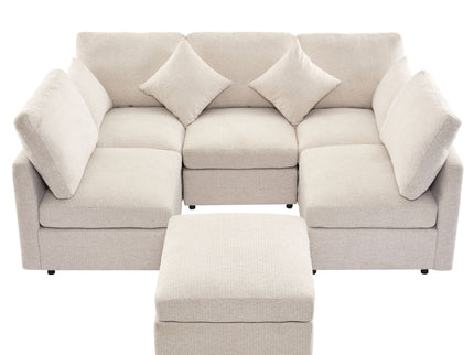 Sectional Sofa Modular U-Shaped With Ottoman & USB Ports