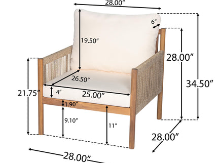 Modern Outdoor Woven Lounge Chair With Solid Wood Frame - Teak