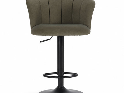 Swivel Bar Stool With Curved Upholstered Backrest And Footrest - Green