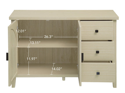 Rattan 2 Door 3 Drawer Cabinet, Suitable For Bedroom - Natural