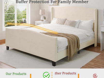 Platform Bed Frame With Tall Headboard And High Footboard