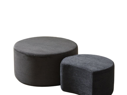 Modern Upholstered Round Coffee Table For Living Room (Set of 2)