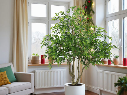Artificial Banyan Tree With A Trunk And Lifelike Leaves, For Indoor And Outdoor Use - Green