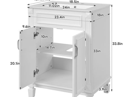Bathroom Vanity With Top Sink, Cabinet With 2 Soft Closing Doors