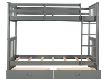 Bunk Bed With Ladders And 2 Storage Drawers