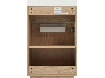 Bathroom Vanity With Reversible Resin Sink, Cabinet & Zinc Alloy Handles - Wood