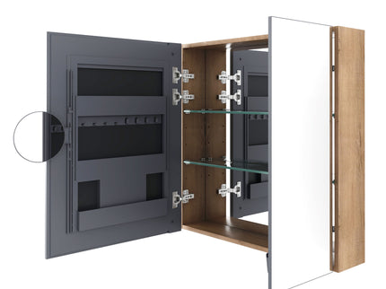 33.56" Wall Mounted Bathroom Cabinet With Adjustable Shelves - Imitative Oak