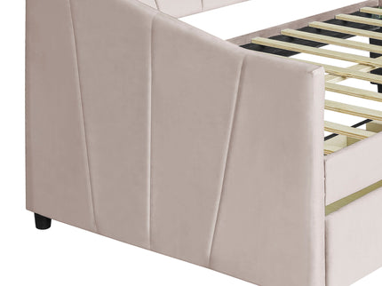 Upholstered Daybed With Two Drawers And Wood Slat