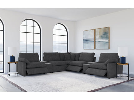Modular Power Reclining With Lift Top Consoles, 7 Piece Configuration - Dark Gray