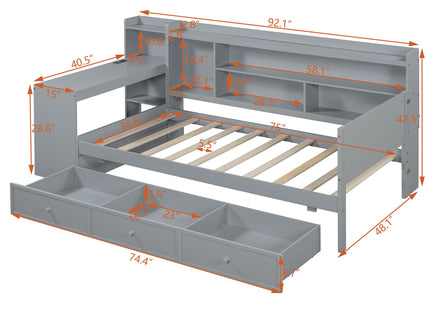 Daybed With 3 Drawers USB Ports And Desk