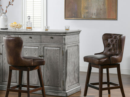 Holmes - Tufted High Back 360 Swivel Counter Height Barstool