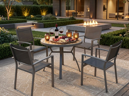 5 Piece Patio Dining Set & Table And Chairs For Outdoor Use - Gray