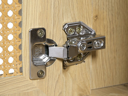 Bathroom Vanity With Handwoven Rattan Doors, Resin Basin - Natural Wood