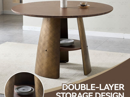 Round Dining Table - Reddish Brown / Walnut