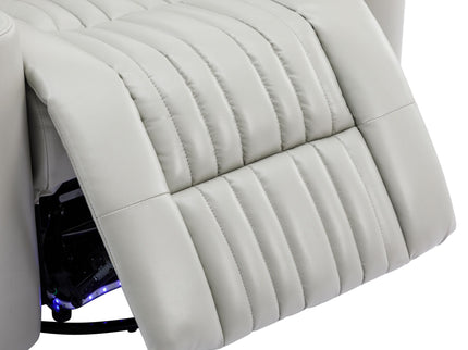 270° Power Swivel Recliner Home Theater Chair With Hidden Arm Storage, LED Light, Cup Holder, And Tray Table