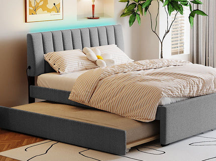Upholstered Platform Bed With Trundle