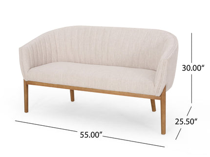 Mid Century Modern Loveseat With Channel Stitched Backrest