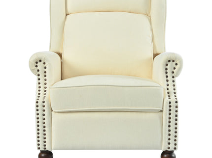 Push Back Recliner Chair Upholstered Recliner Armchair With Classic Wing Back And Solid Gourd-Shaped Legs