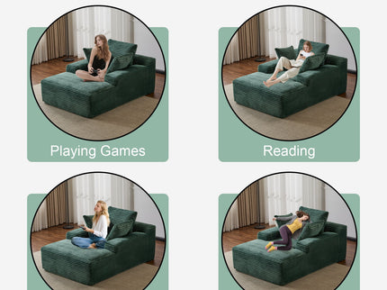 Oversized Chaise Lounge Chair Cozy Cloud Couch With 3 Throw Pillows And Wide Armrest