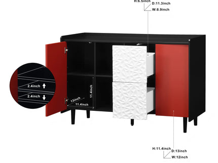 Modern Sideboard Buffet Cabinet With Doors And Unique Panel Styling