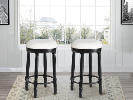 360° Swivel Wooden Barstools With Upholstered Seat, Counter Height (Set of 2)
