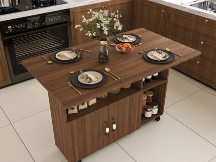 Multi Functional Folding Table With Storage Shelves And Wheels